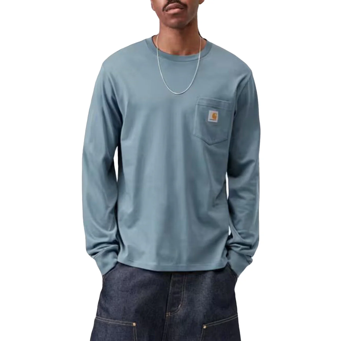 L/S POCKET T-SHIRT VELVET BLUE - Maglietta Girocollo Maniche Lunghe Uomo Blu Uomo CARHARTT WIP