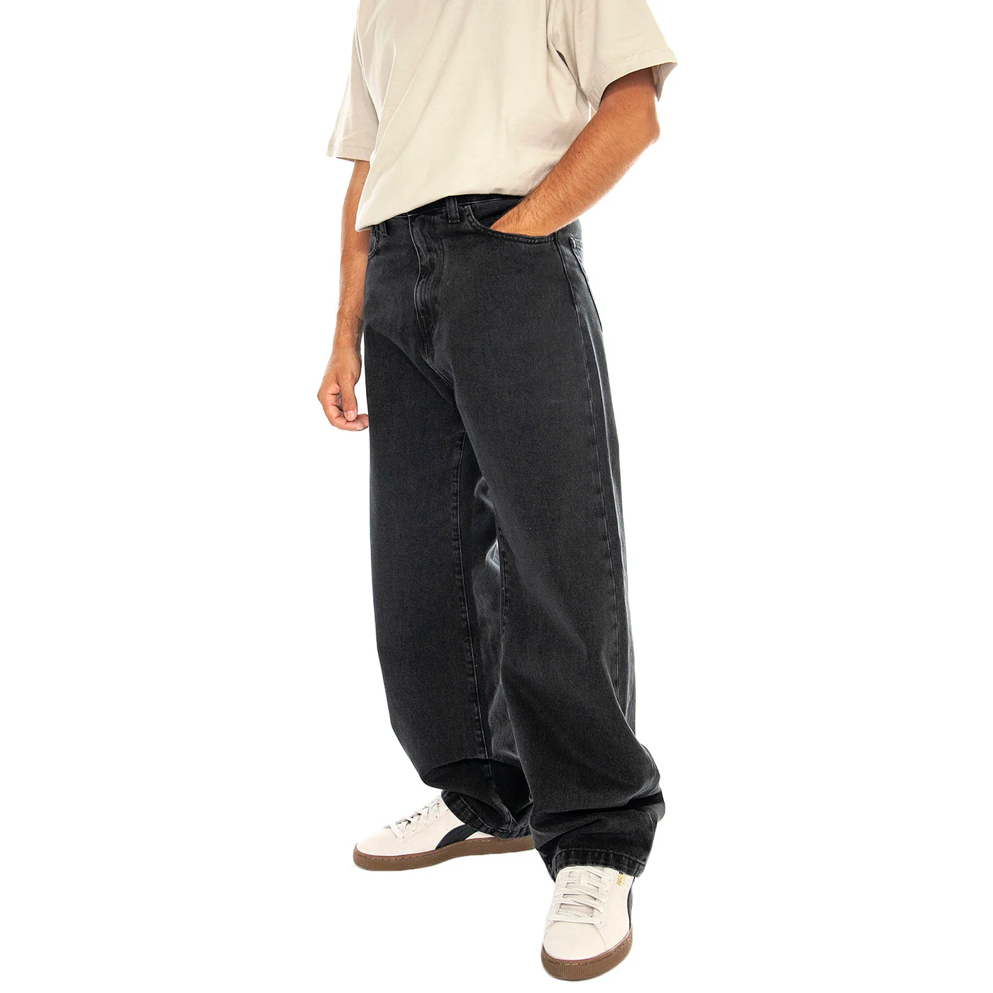 LANDON PANT BLACK, STONE WASHED - Pantaloni Denim Jeans Oversize Uomo Neri Uomo CARHARTT WIP