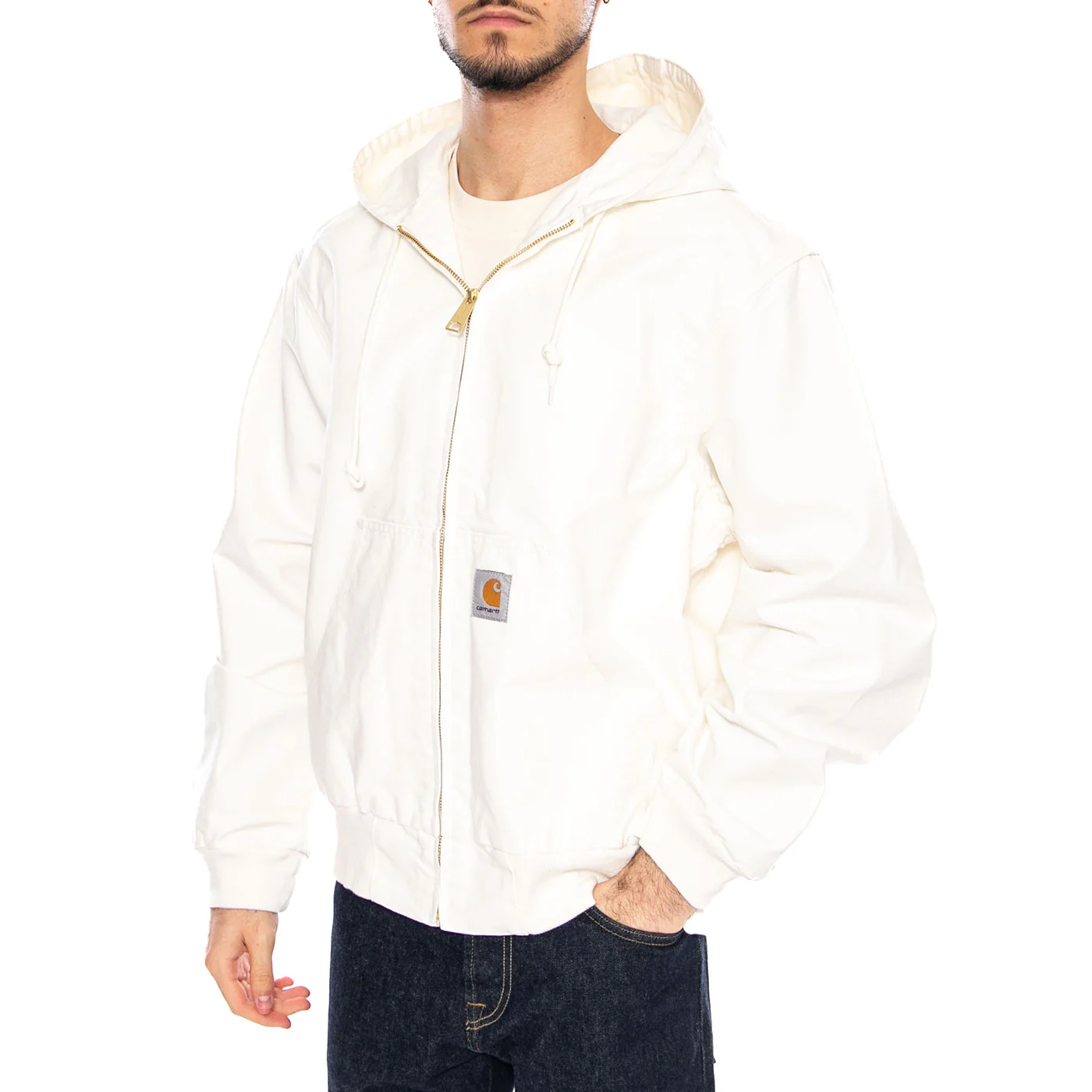 OG Active Jacket Wax - Giacca con Cappuccio e Zip Uomo Bianca Uomo CARHARTT WIP