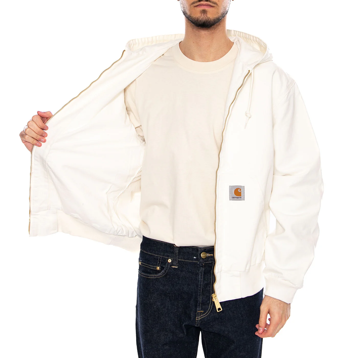 OG Active Jacket Wax - Giacca con Cappuccio e Zip Uomo Bianca Uomo CARHARTT WIP - Image 4