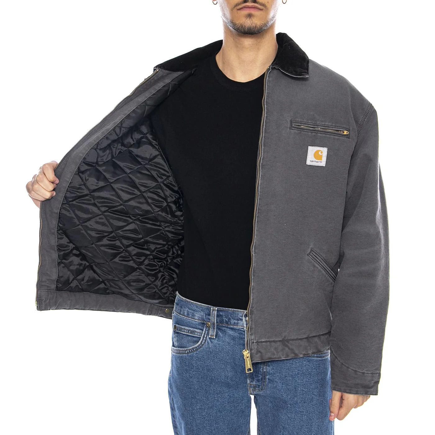 OG Detroit Jacket Graphite / Black - Giacca Uomo Grigia Uomo CARHARTT WIP - Image 4