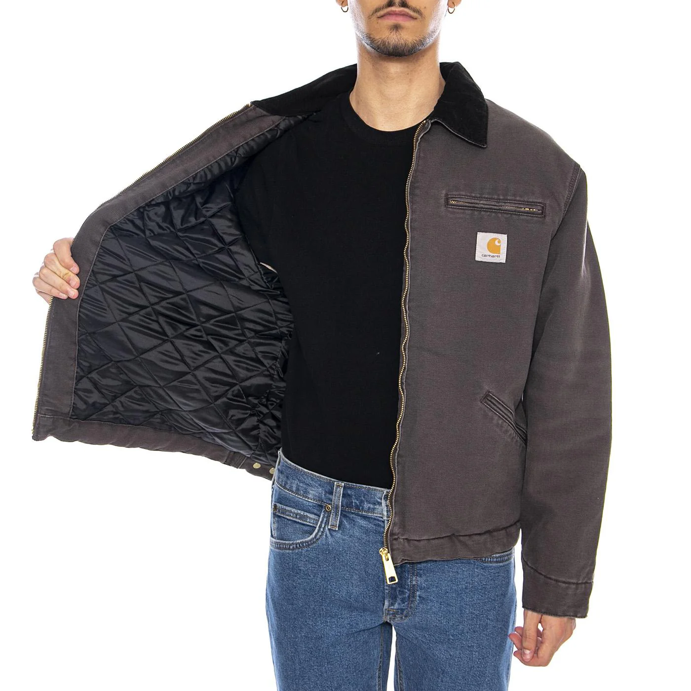 OG Detroit Jacket Tobacco / Black stone canvas - Giacca Marrone  Uomo CARHARTT WIP - Image 4