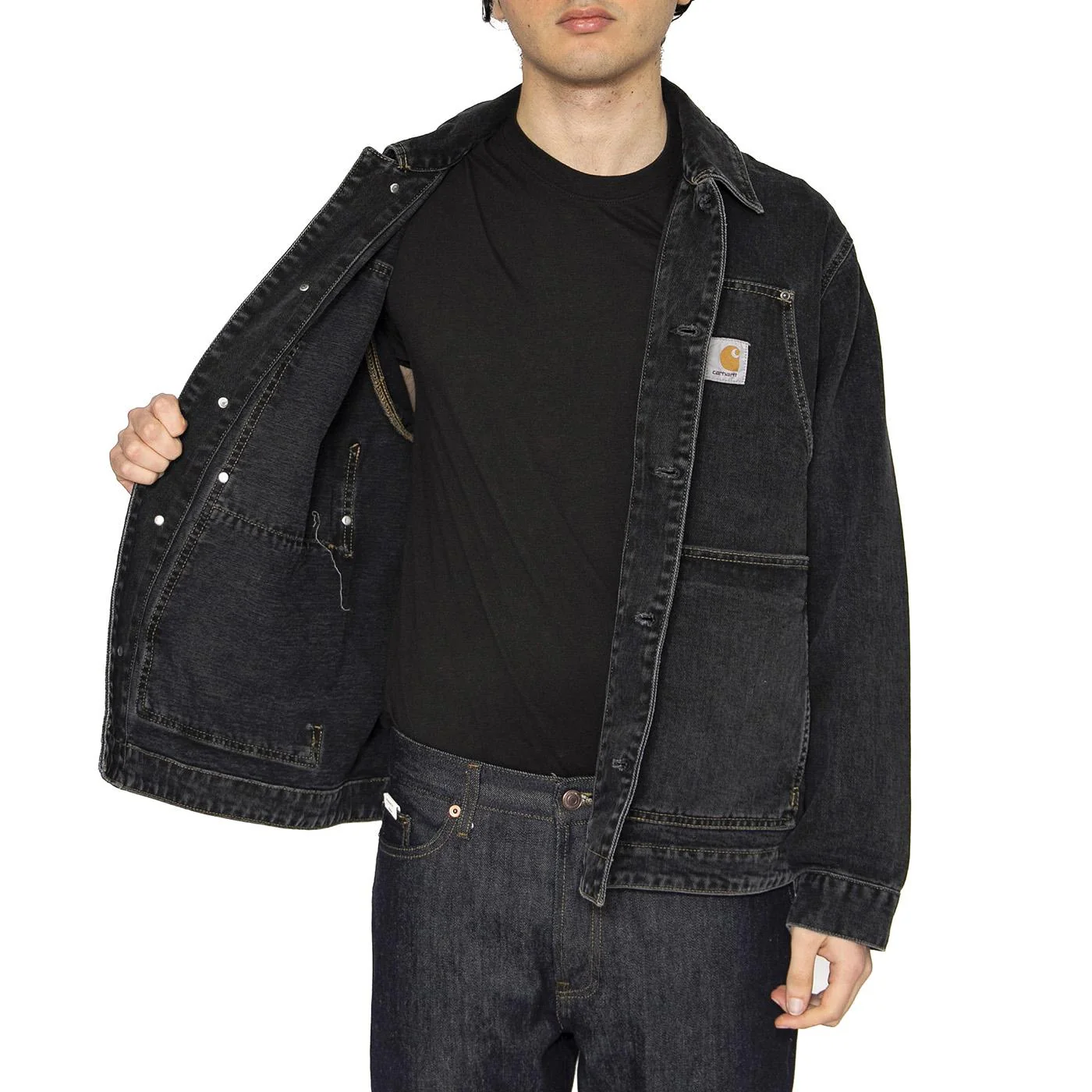 OG Double Front Jacket Black - Giacca Denim Jeans Uomo Nera Uomo CARHARTT WIP - Image 4
