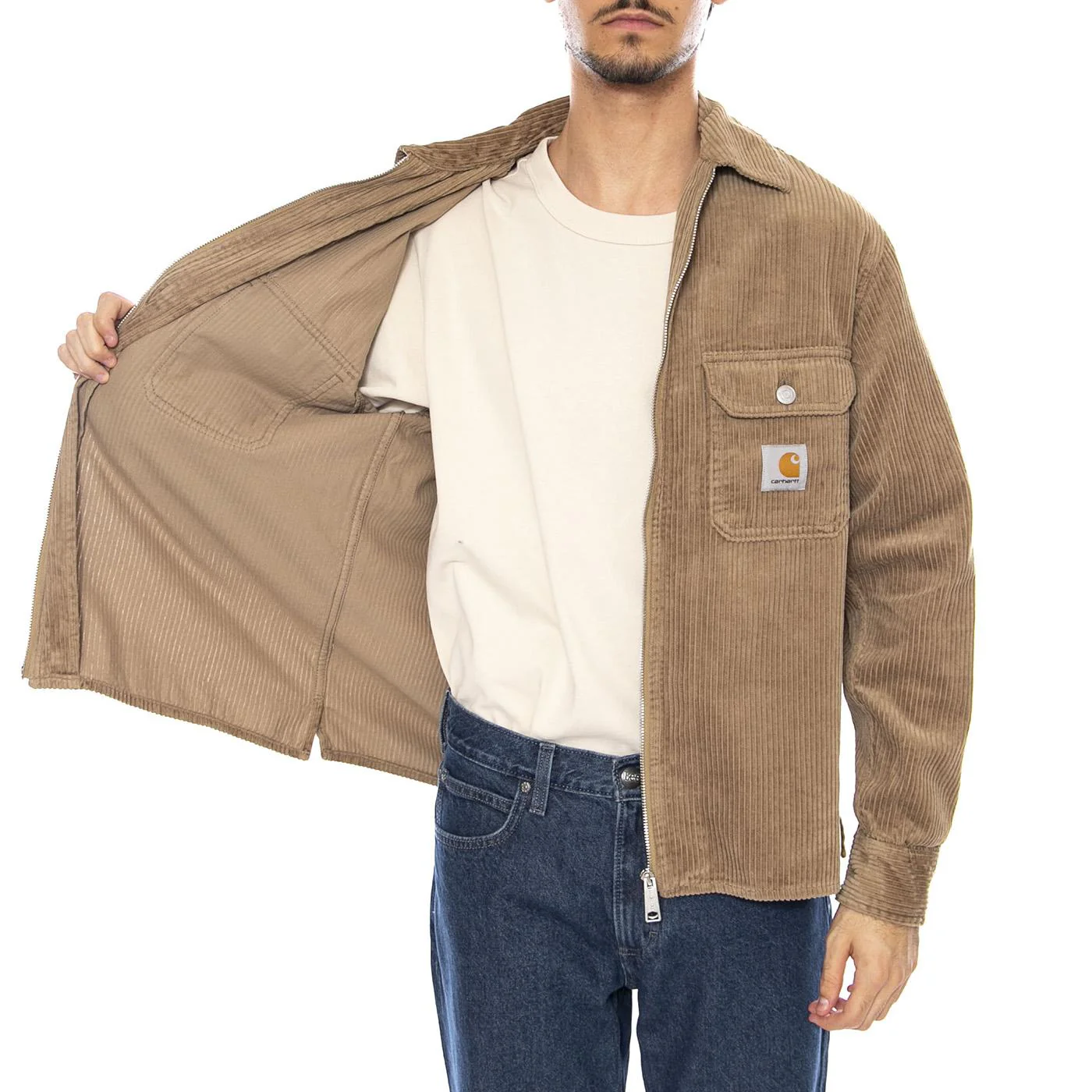 Reynold Shirt Jac Leather - Giacca Uomo Marrone Uomo CARHARTT WIP - Image 4