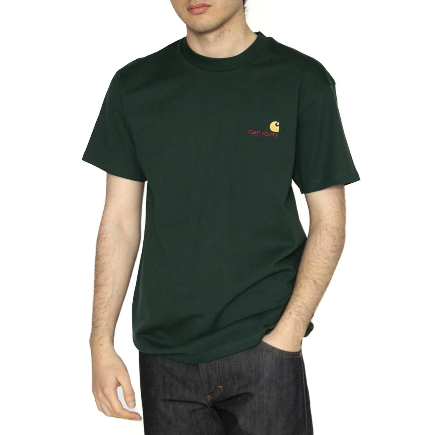 S/S American Script T-Shirt Conifer - Maglietta Girocollo Uomo Verde Uomo CARHARTT WIP