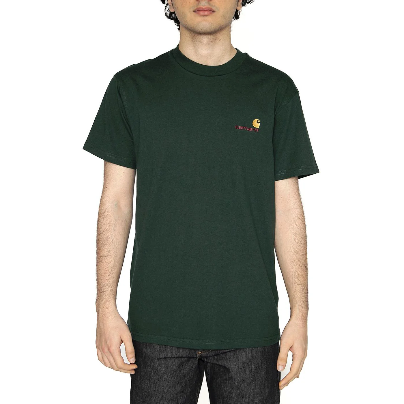 S/S American Script T-Shirt Conifer - Maglietta Girocollo Uomo Verde Uomo CARHARTT WIP - Image 2