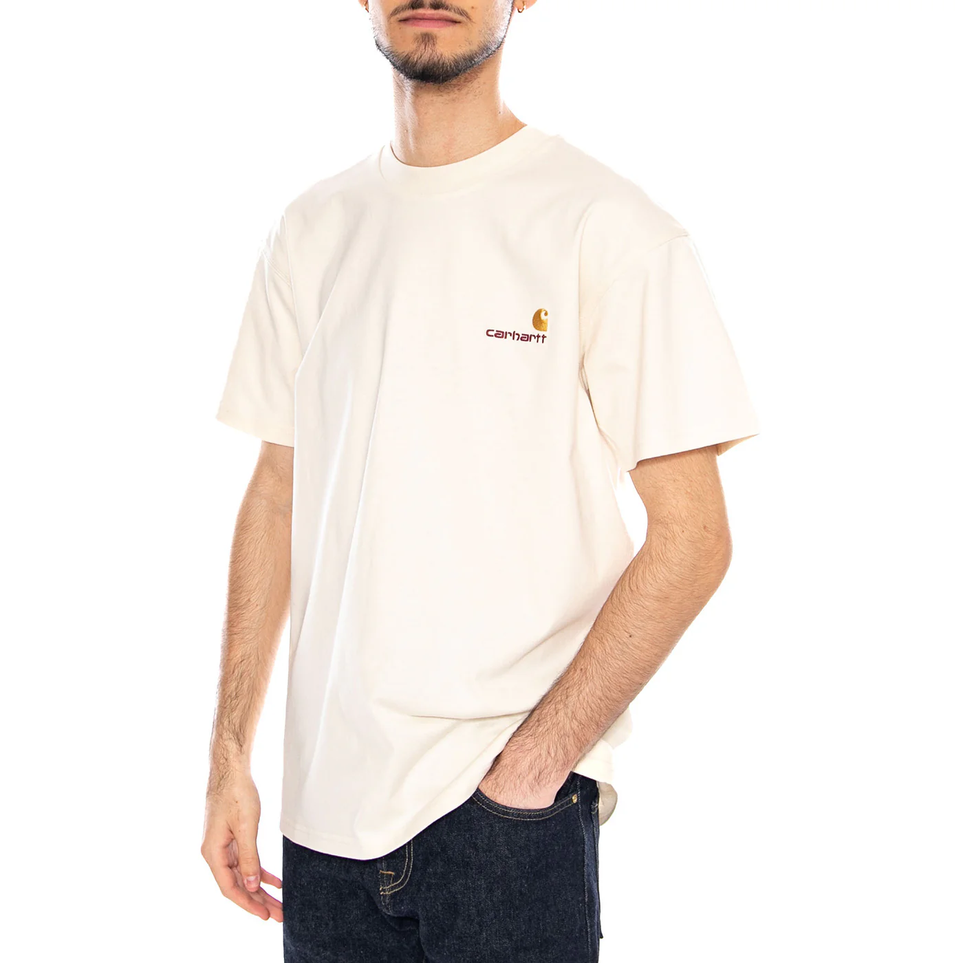 S/S American Script T-Shirt Natural - Maglietta Girocollo Uomo Beige Uomo CARHARTT WIP