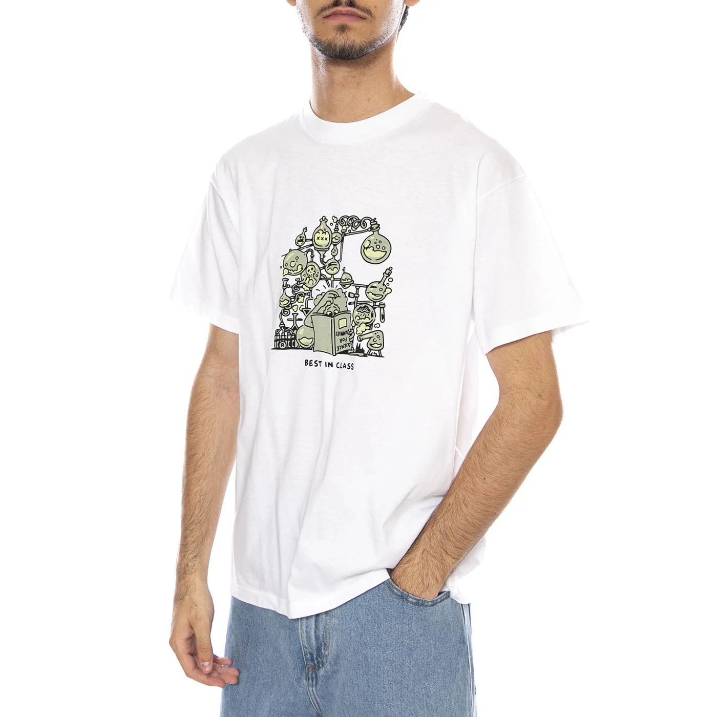 S/S Beaker T-Shirt White - Maglietta Girocollo Uomo Biancac Uomo CARHARTT WIP