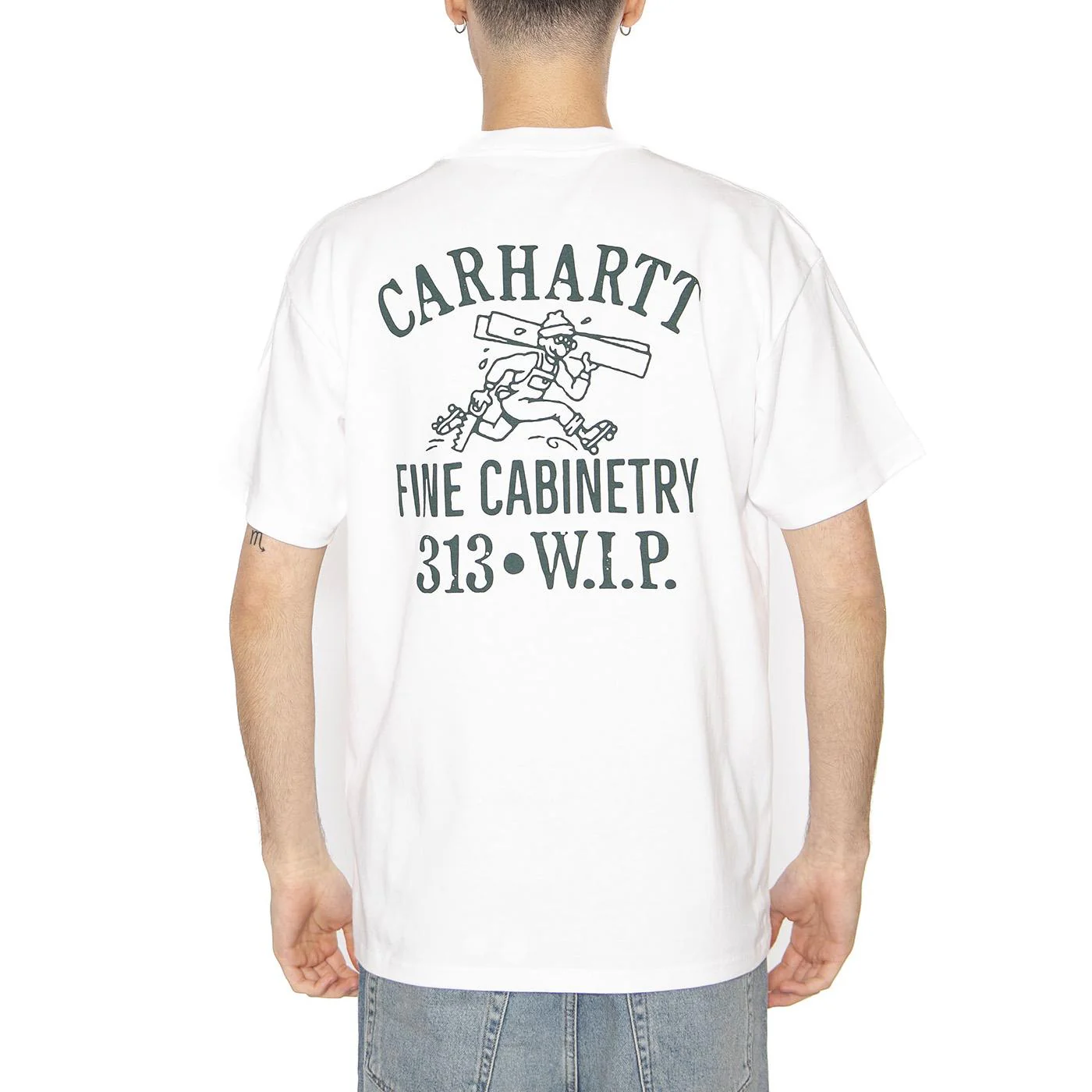 S/S Cabinetry T-Shirt White / Black - Maglietta Girocollo Uomo Bianca Uomo CARHARTT WIP - Image 3