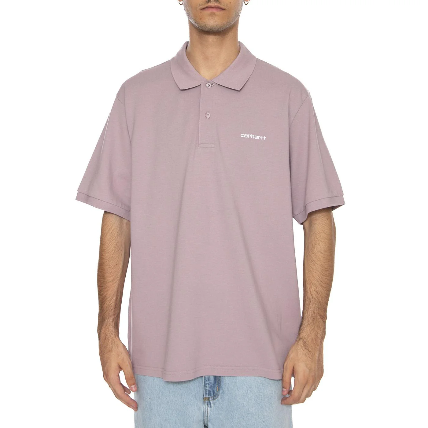 S/S Carhartt Script Polo Pink Fog / White - Polo Uomo Viola  Uomo CARHARTT WIP - Image 3