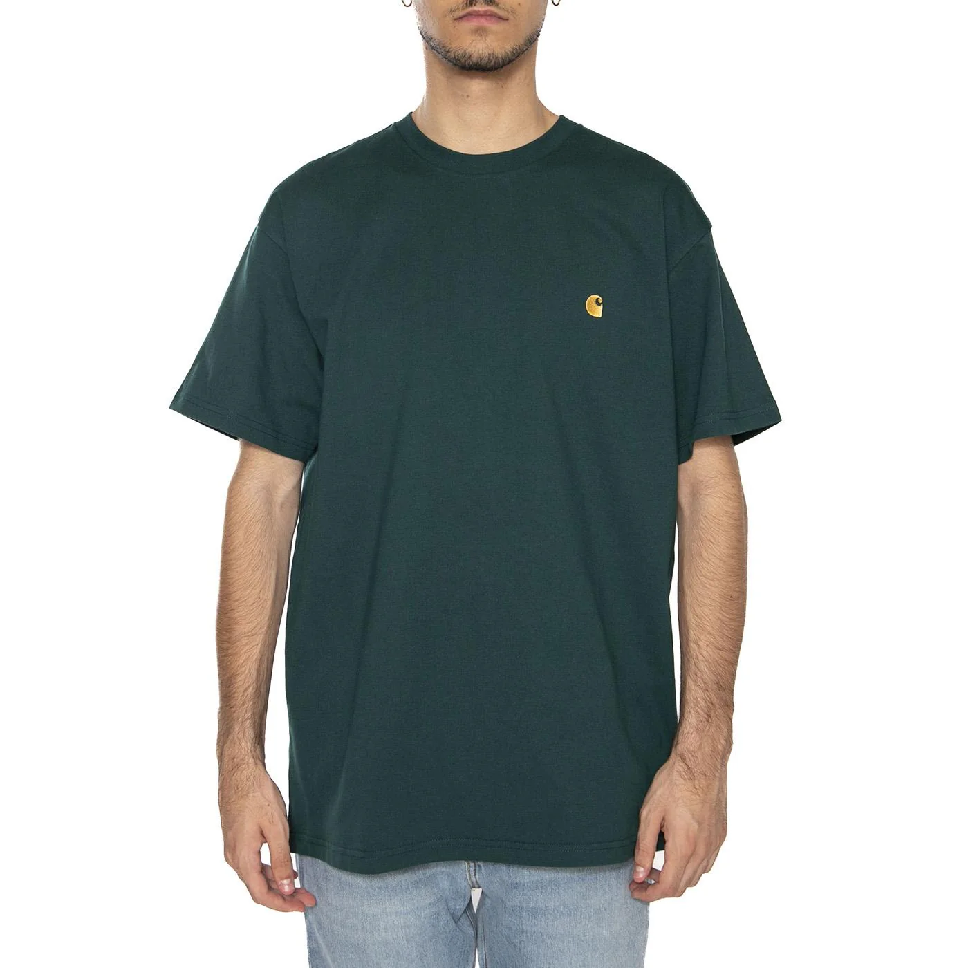 S/S Chase T-Shirt Dark Fir / Gold - Maglietta Girocollo Uomo Verde Uomo CARHARTT WIP - Image 3