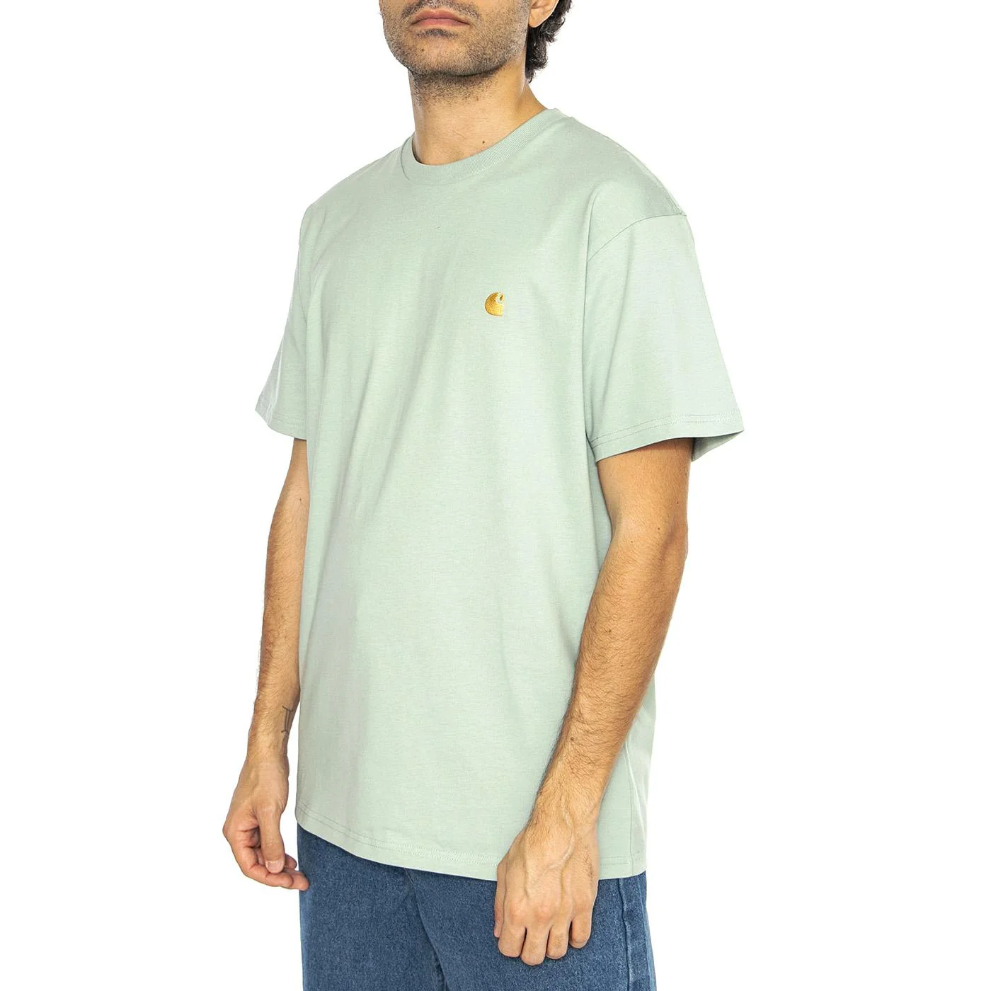 S/S Chase T-Shirt Frosted Green / Gold - Maglietta Girocollo Uomo Verde Uomo CARHARTT WIP