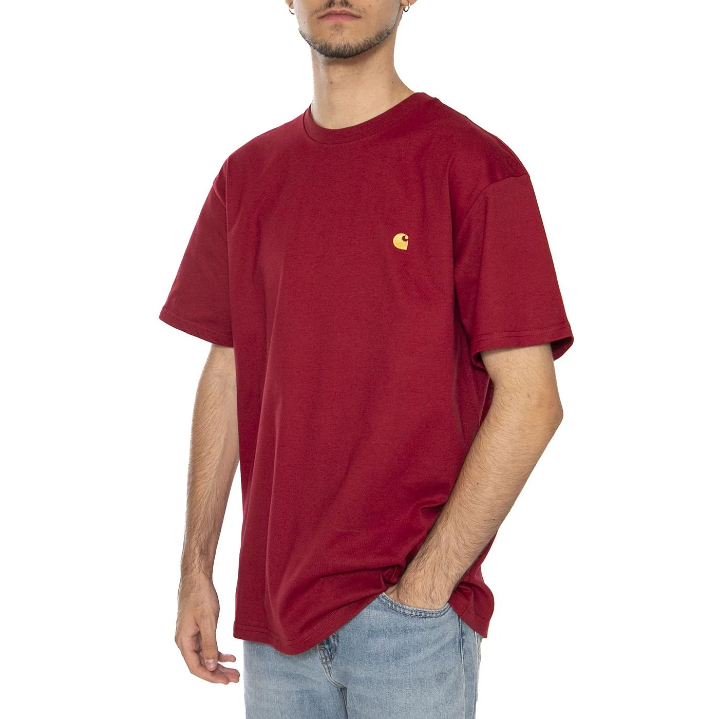 S/S Chase T-Shirt Scarlet / Gold - Maglietta Girocollo Uomo Rossa Uomo CARHARTT WIP