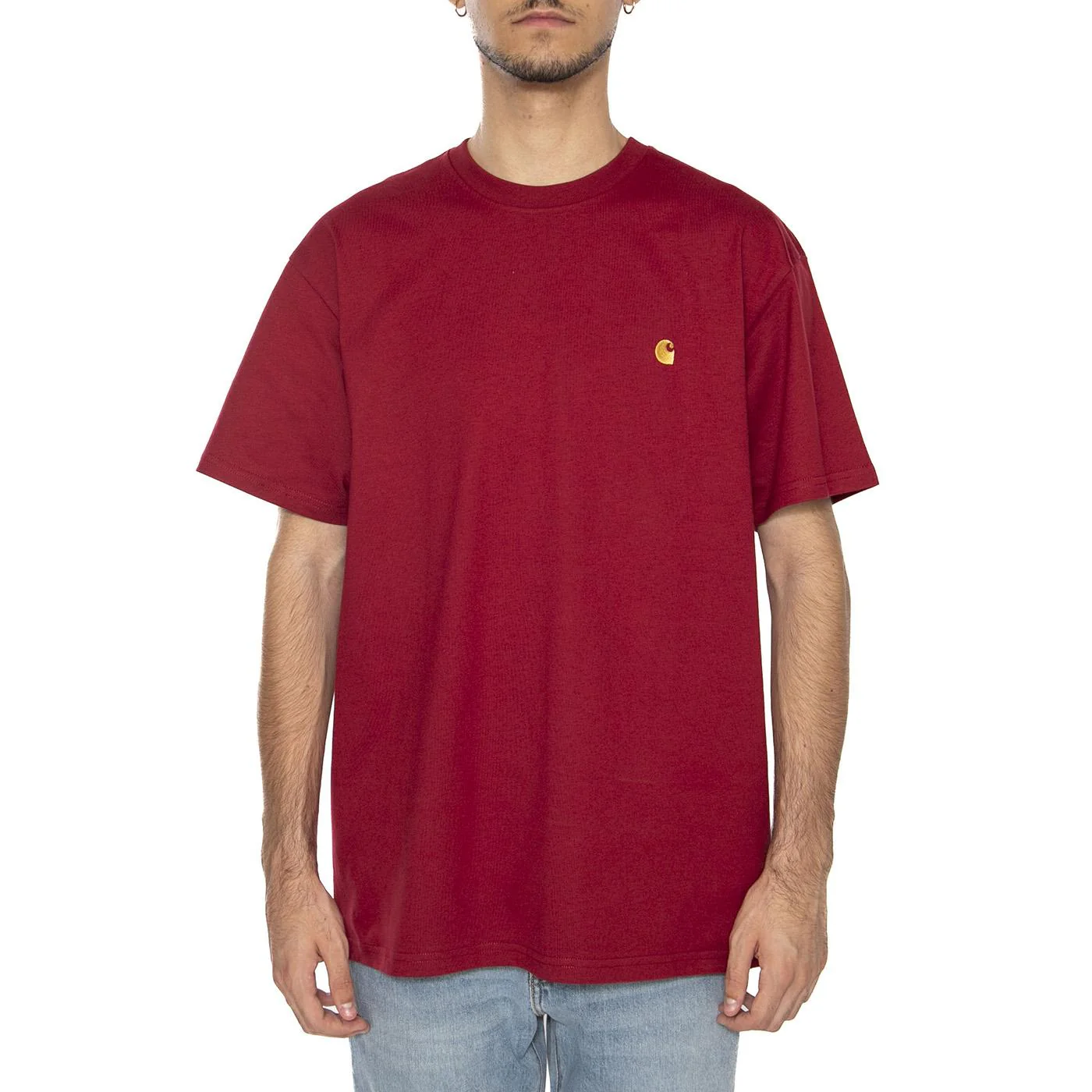 S/S Chase T-Shirt Scarlet / Gold - Maglietta Girocollo Uomo Rossa Uomo CARHARTT WIP - Image 3