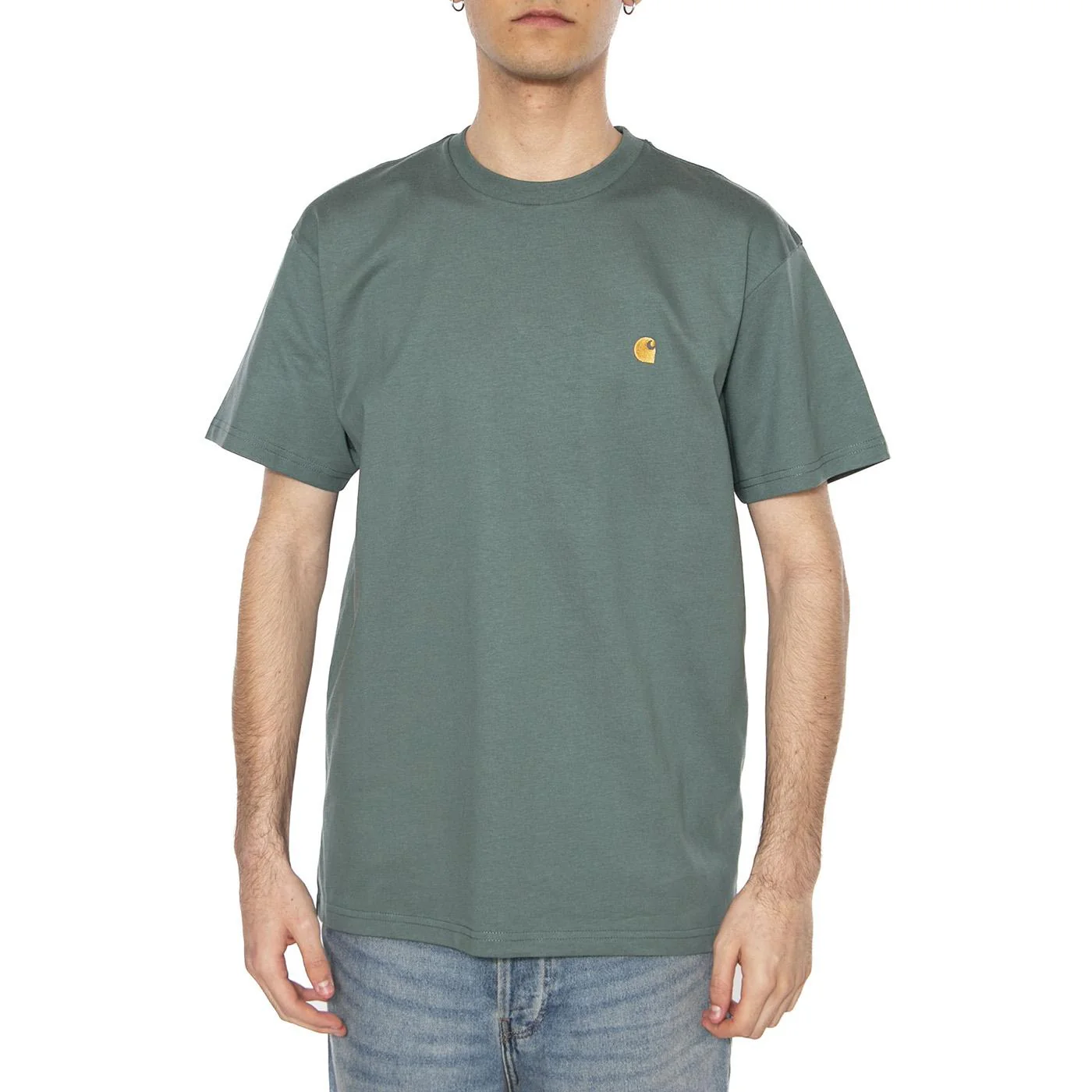 S/S Chase T-Shirt Silver Pine / Gold - Maglietta Girocollo Uomo Verde Uomo CARHARTT WIP - Image 2