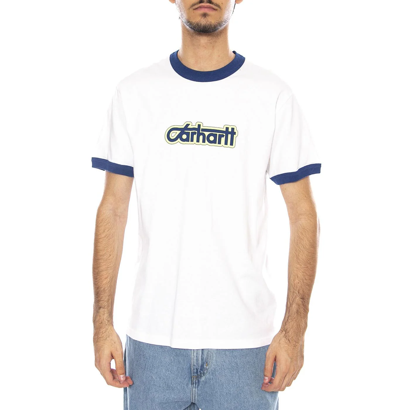 S/S Connection Script Ringer T-S White / Wolfsbane - Maglietta  Girocollo Uomo Bianca  Uomo CARHARTT WIP - Image 2