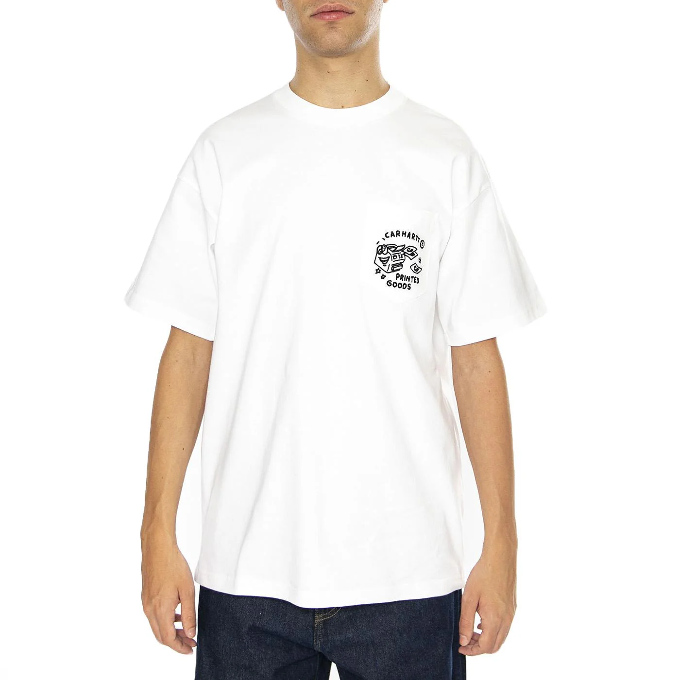 S/S Fragments Pocket T-Shirt White / Black - Maglietta Girocollo Uomo Bianca Uomo CARHARTT WIP - Image 2