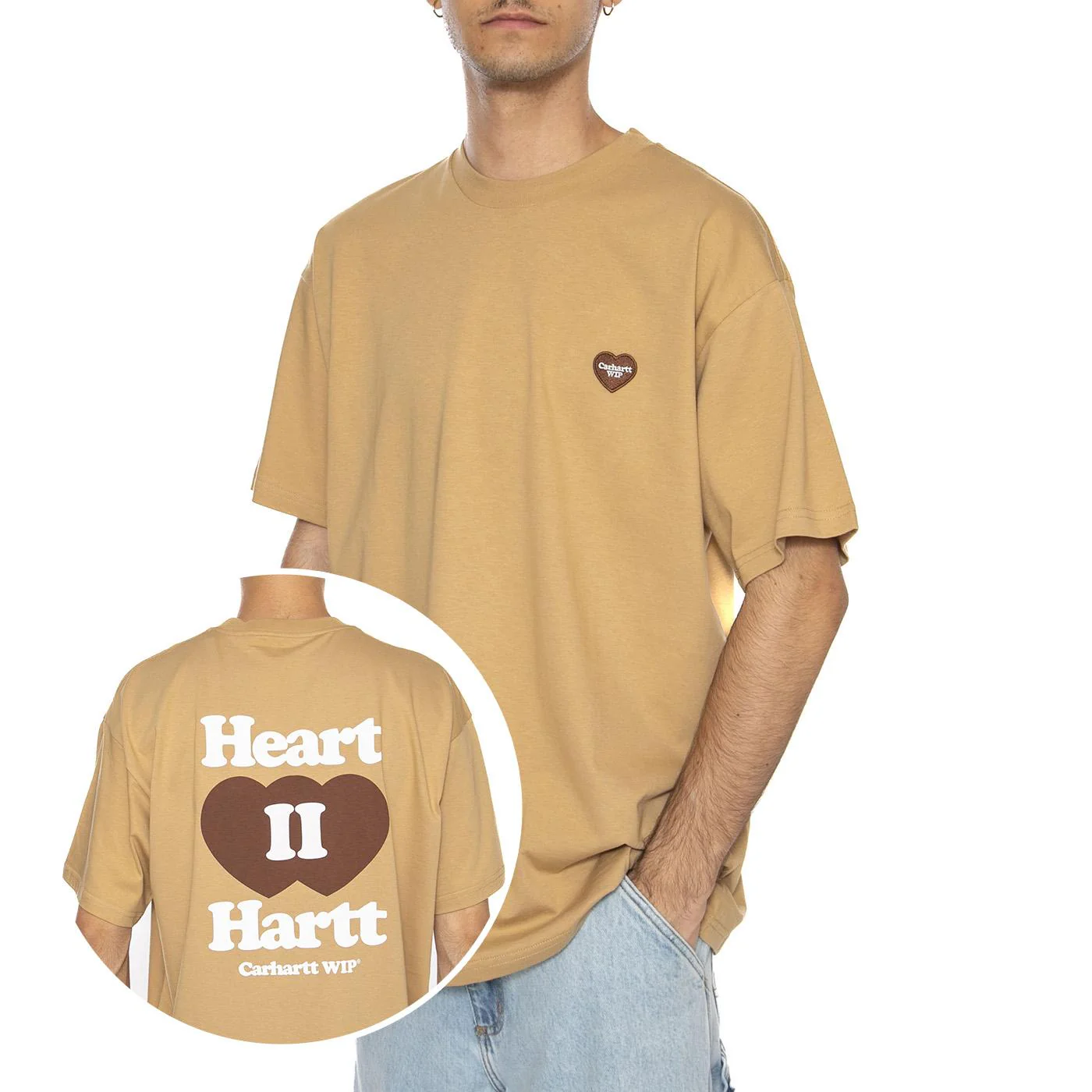 S/S Heart II Hartt T-Shirt Dusty H Brown - Maglietta Girocollo Uomo Marrone Uomo CARHARTT WIP