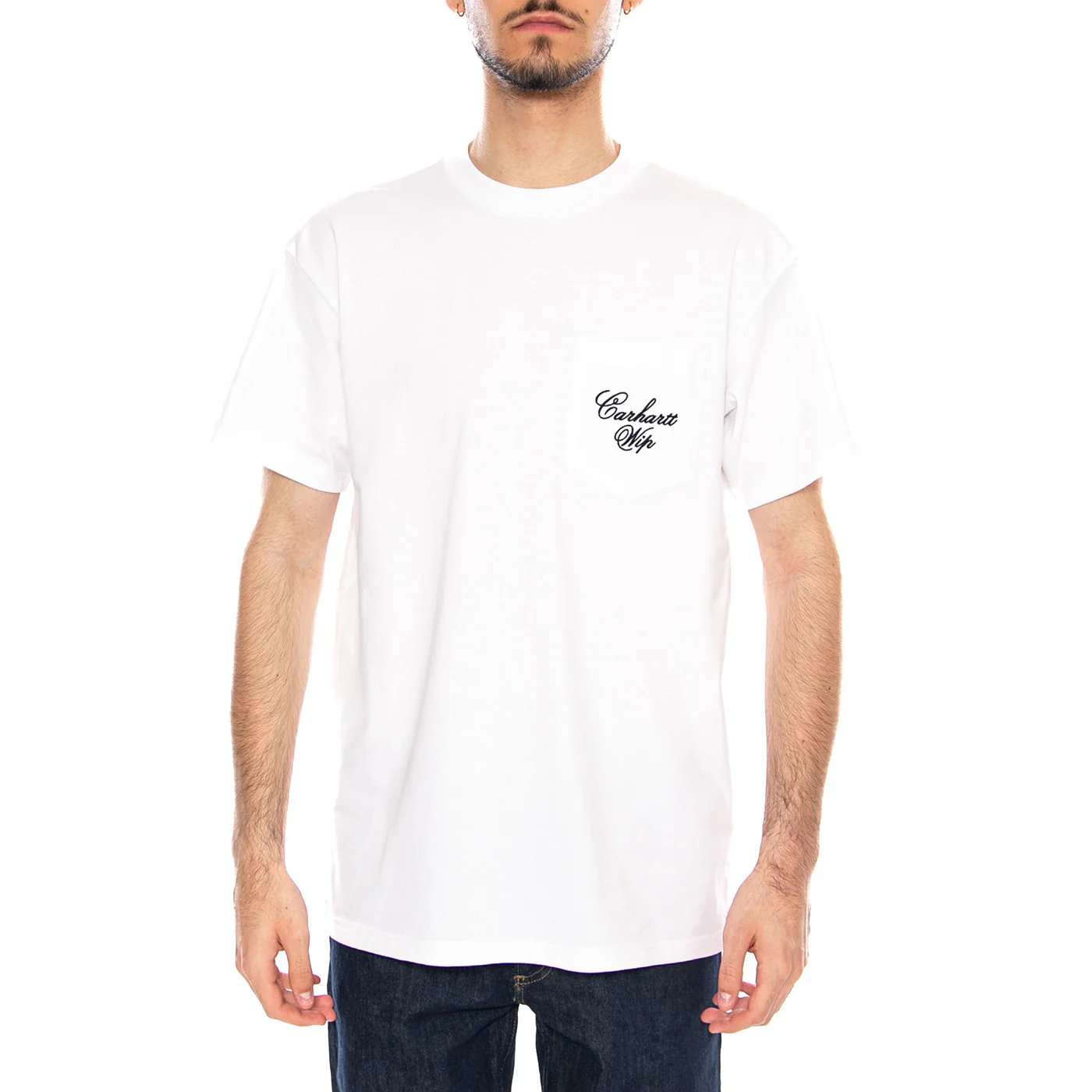 S/S Longhand Pocket T-Shirt White / Black - Maglietta Girocollo Uomo Bianca  Uomo CARHARTT WIP - Image 2
