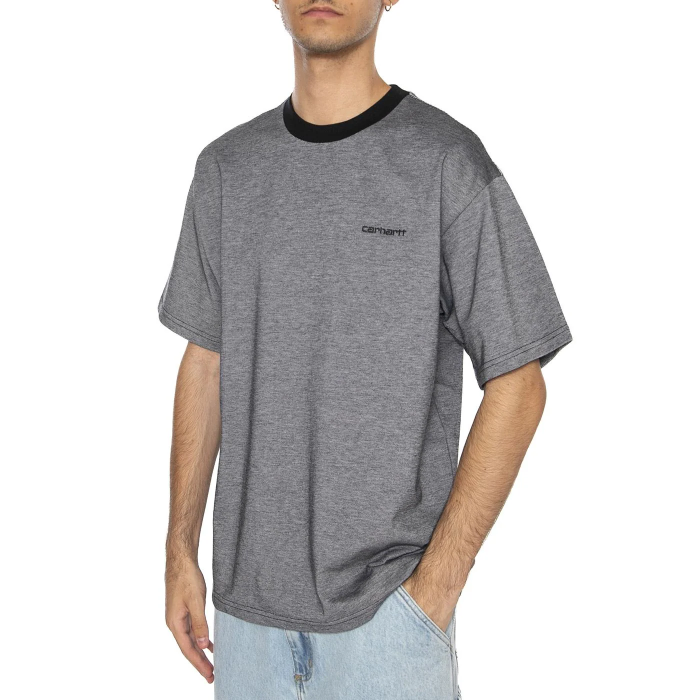S/S Piqué T-Shirt Black / White / Black - Maglietta Girocollo Uomo Nera  Uomo CARHARTT WIP - Image 2