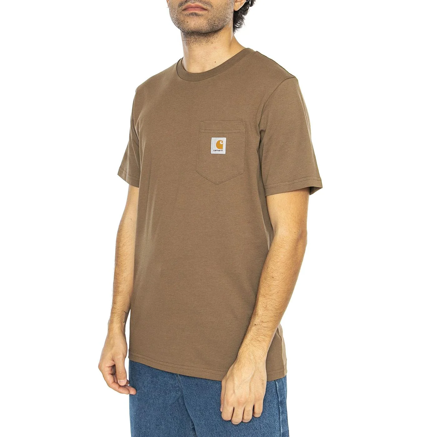 S/S Pocket T-Shirt Coconut - Maglietta Girocollo Uomo Marrone  Uomo CARHARTT WIP