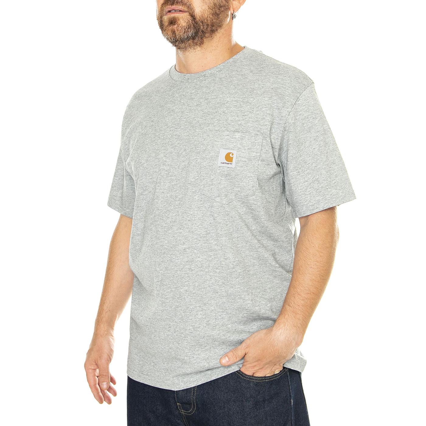S/S Pocket T-Shirt Grey Heather - Maglietta Girocollo Uomo Grigia Uomo CARHARTT WIP