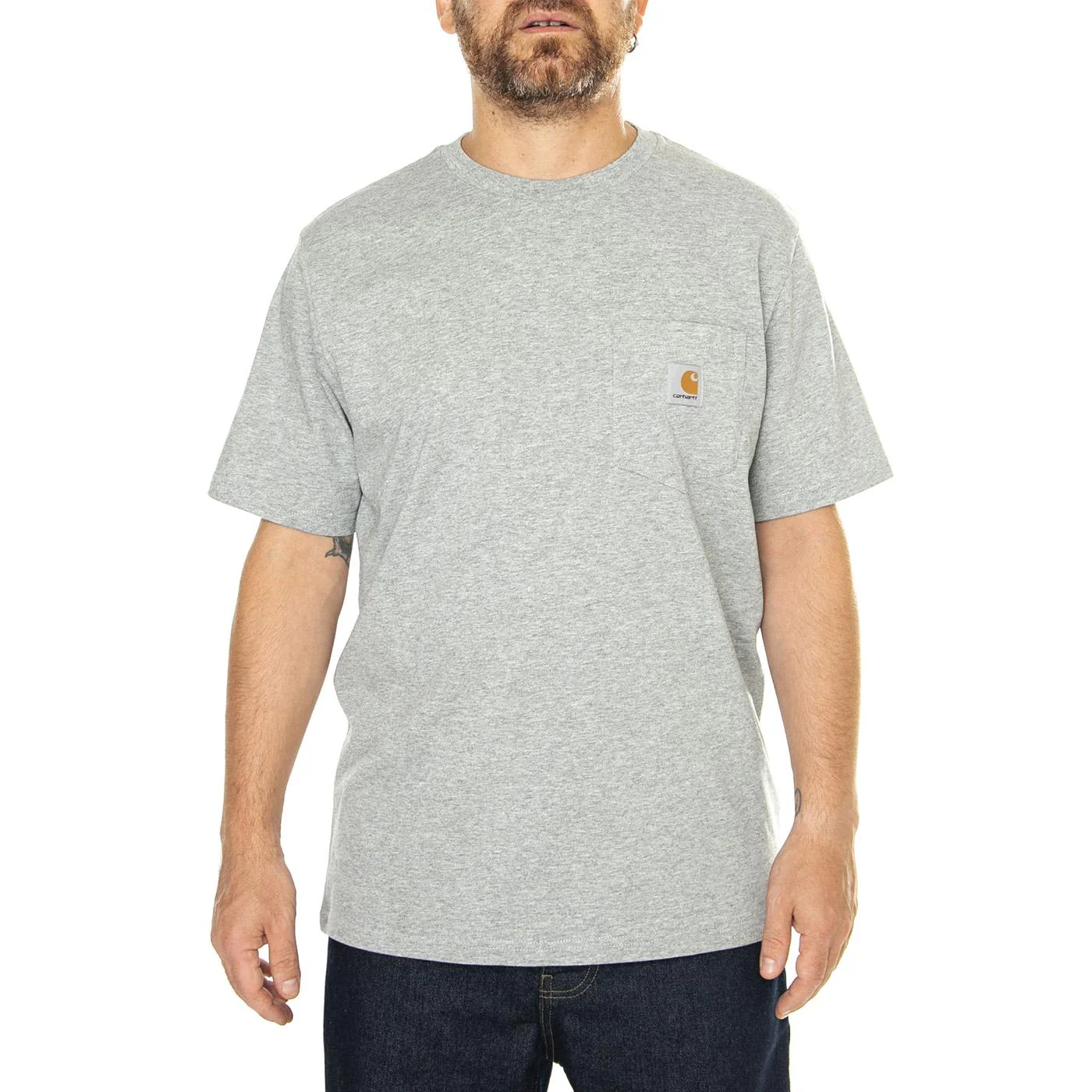 S/S Pocket T-Shirt Grey Heather - Maglietta Girocollo Uomo Grigia Uomo CARHARTT WIP - Image 2