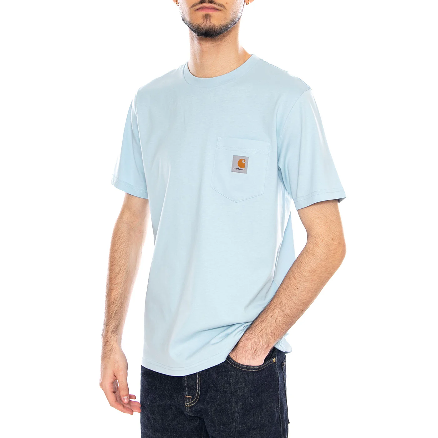 S/S Pocket T-Shirt Icaria - Maglietta Girocollo Uomo Azzurra Uomo CARHARTT WIP