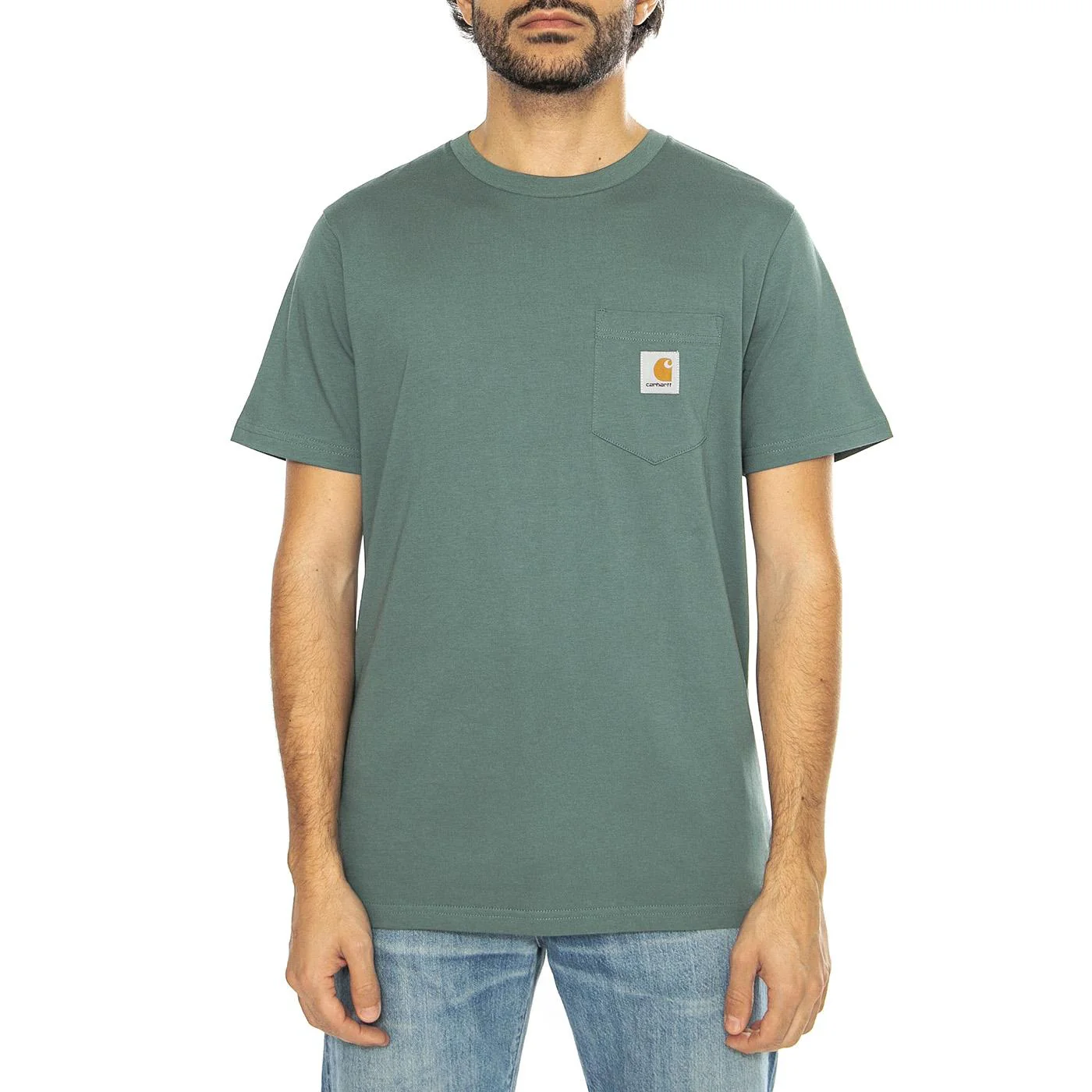 S/S Pocket T-Shirt Silver Pine - Maglietta Girocollo Uomo Verde  Uomo CARHARTT WIP - Image 2