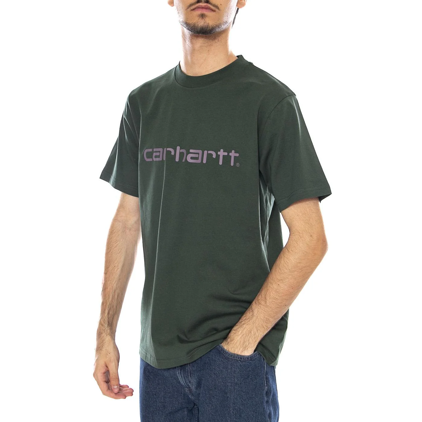 S/S Script T-Shirt Sycamore Tree / Phlox - Maglietta Girocollo Uomo Verde Uomo CARHARTT WIP