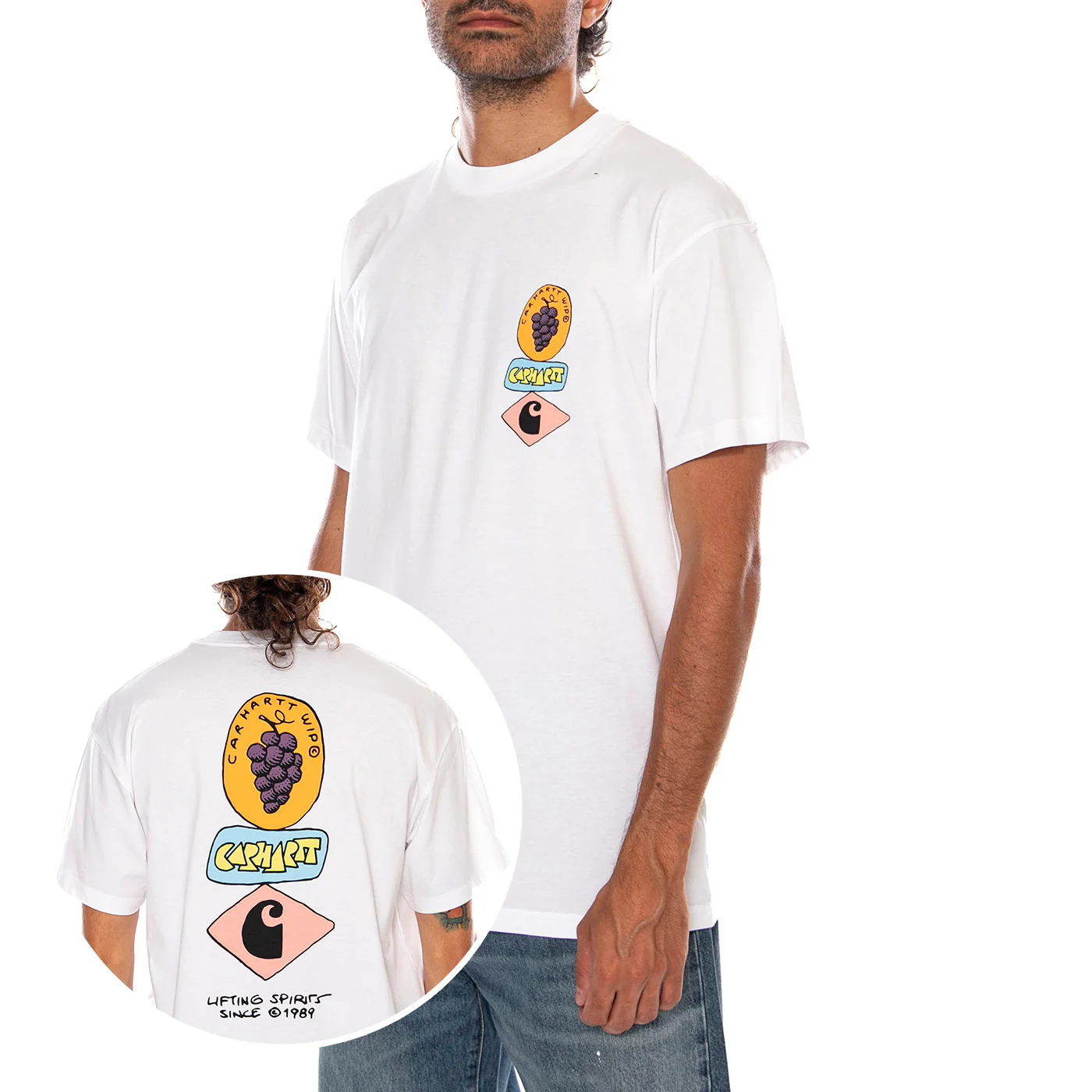 S/S STACKED GRAPES T-SHIRT WHITE - Maglietta Girocollo Uomo Bianca Uomo CARHARTT WIP