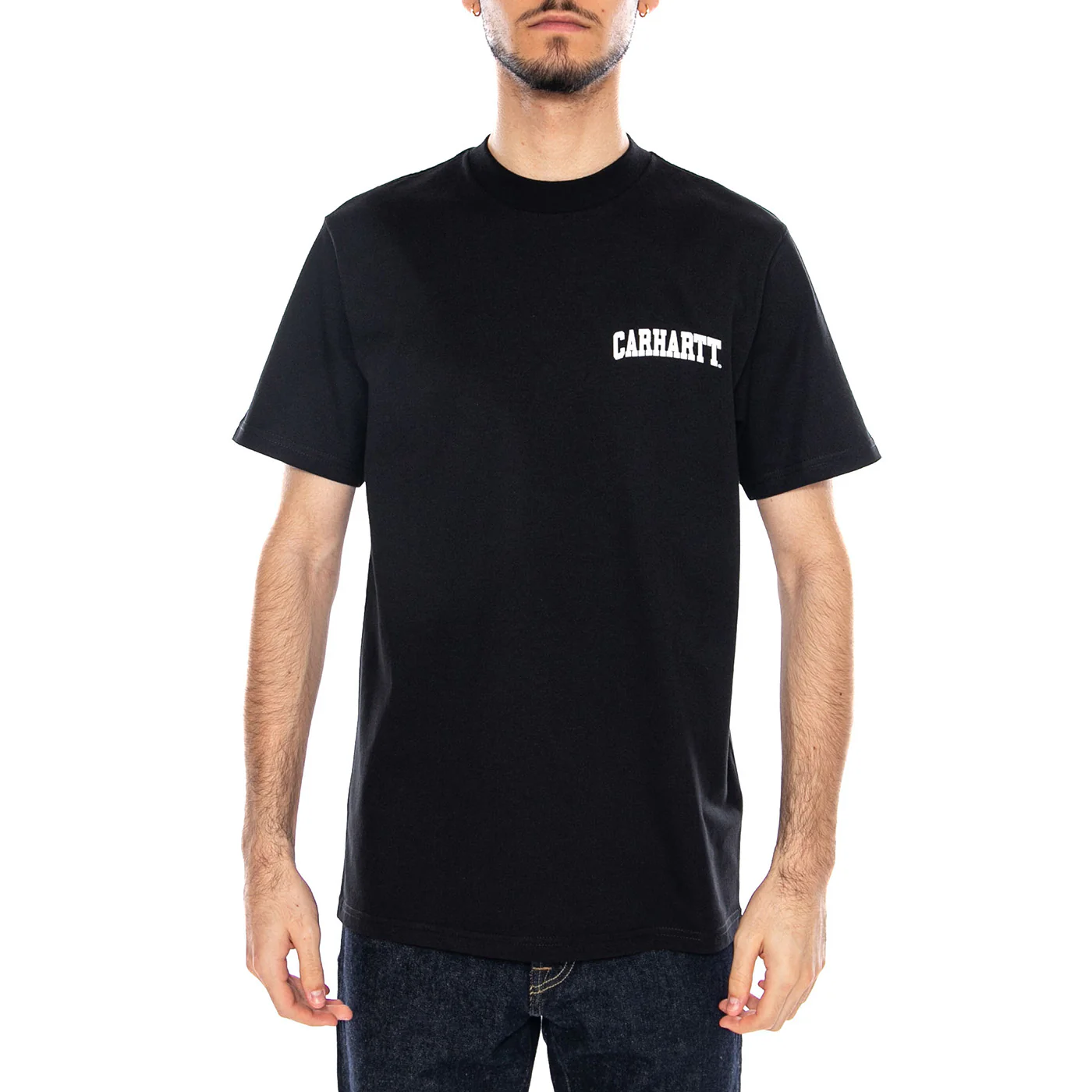 S/S University Script T-Shirt Black / White - Maglietta Girocollo Uomo Nera Uomo CARHARTT WIP - Image 2