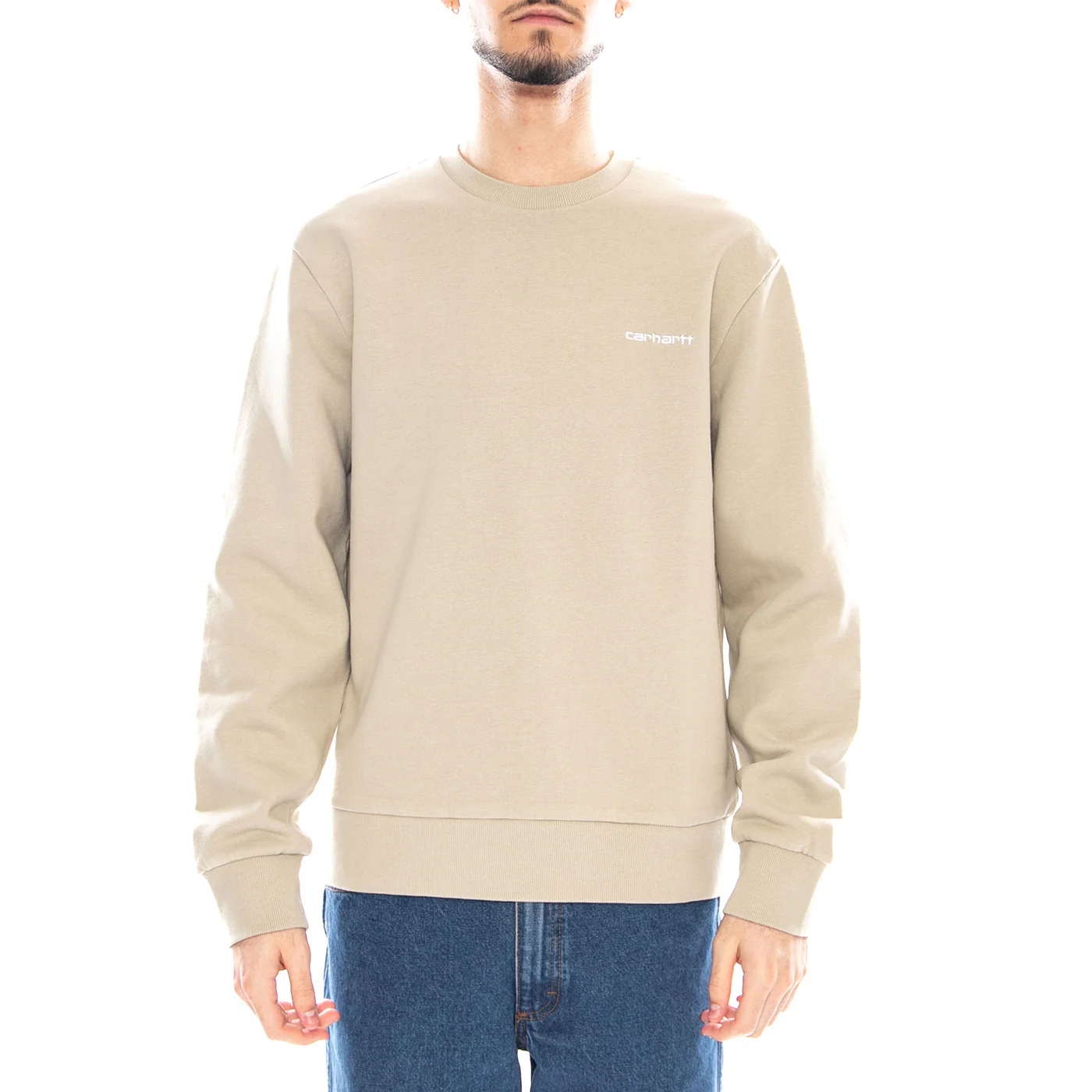 Script Embroidery Sweat Barchan / White - Felpa Girocollo Uomo Beige Uomo CARHARTT WIP - Image 2