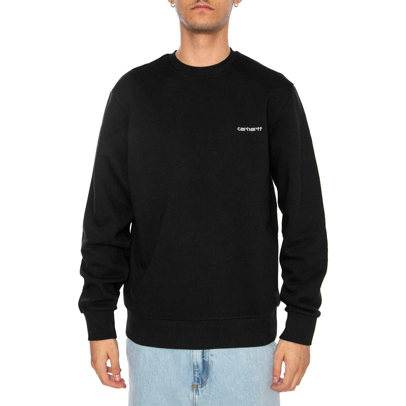 SCRIPT EMBROIDERY SWEAT BLACK / WHITE - Felpa Girocollo Uomo Nera Uomo CARHARTT WIP - Image 2