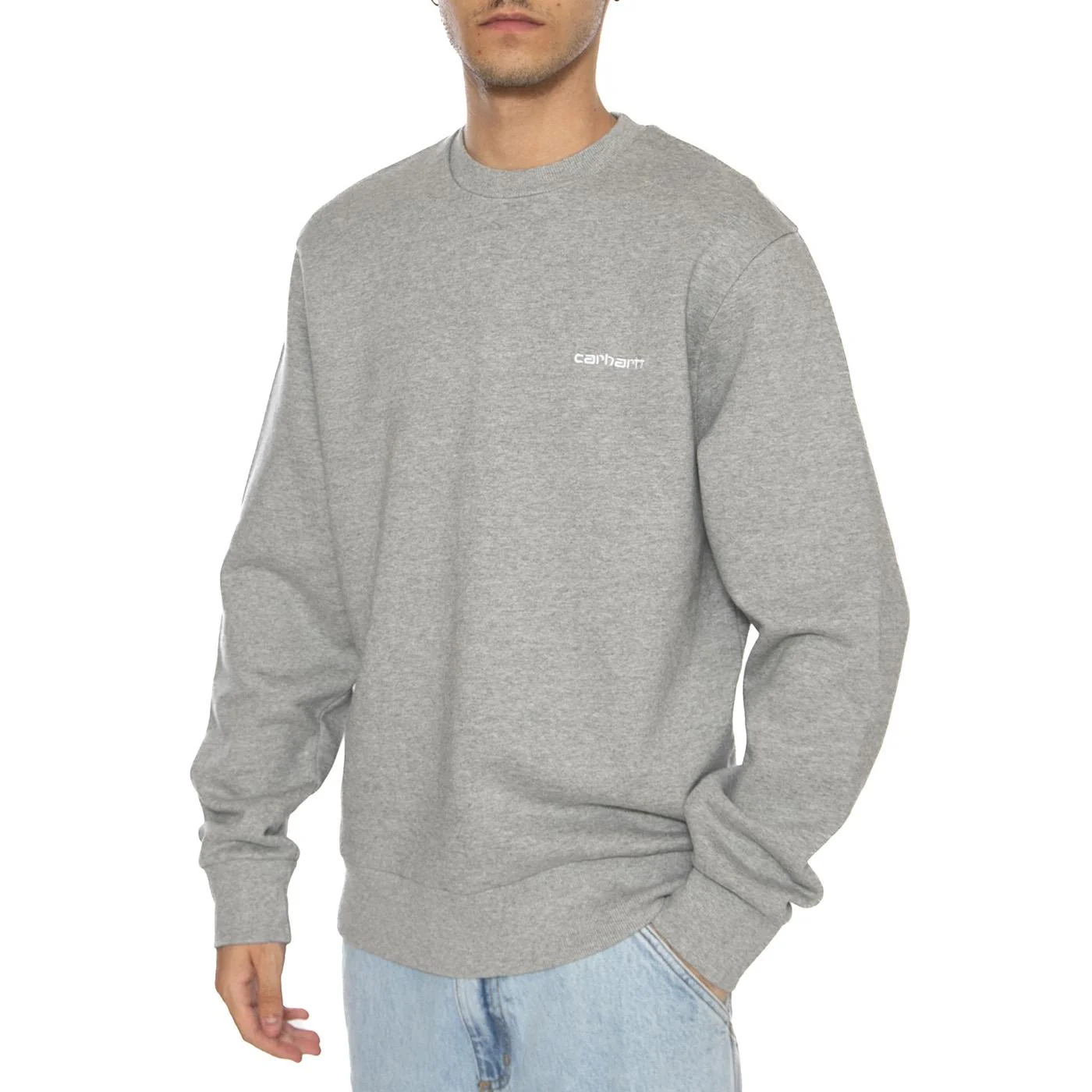 Script Embroidery Sweat Grey Heather / White - Felpa Uomo Grigia Uomo CARHARTT WIP - Image 2