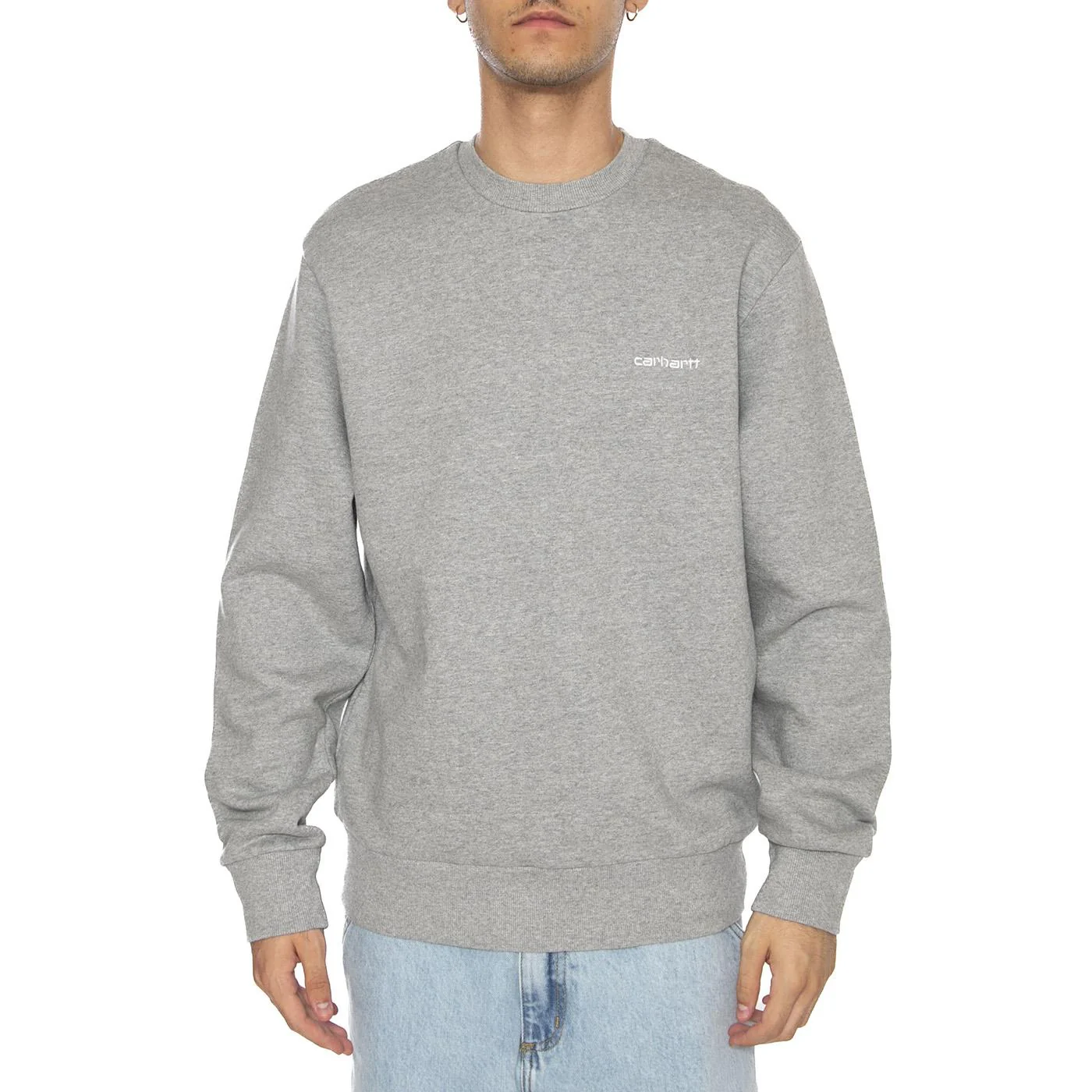Script Embroidery Sweat Grey Heather / White - Felpa Uomo Grigia Uomo CARHARTT WIP - Image 3