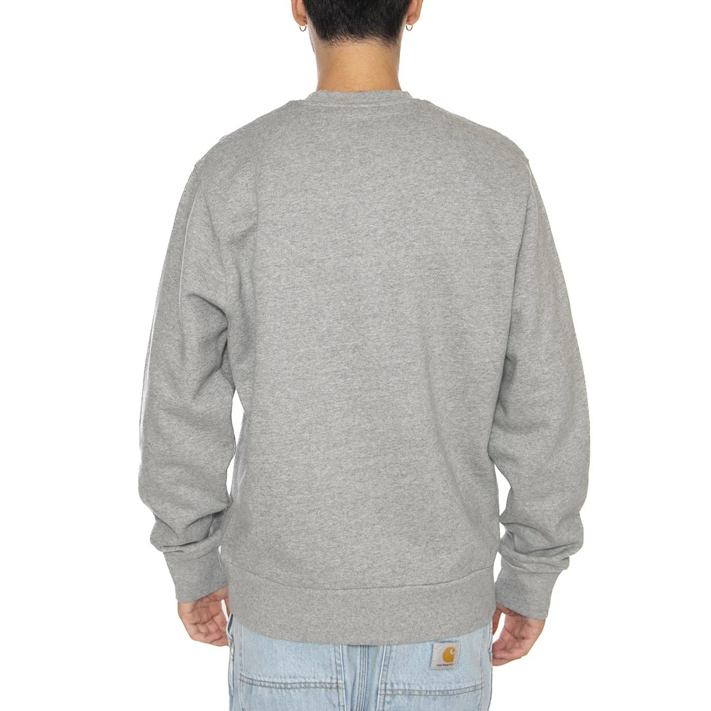 Script Embroidery Sweat Grey Heather / White - Felpa Uomo Grigia Uomo CARHARTT WIP - Image 4