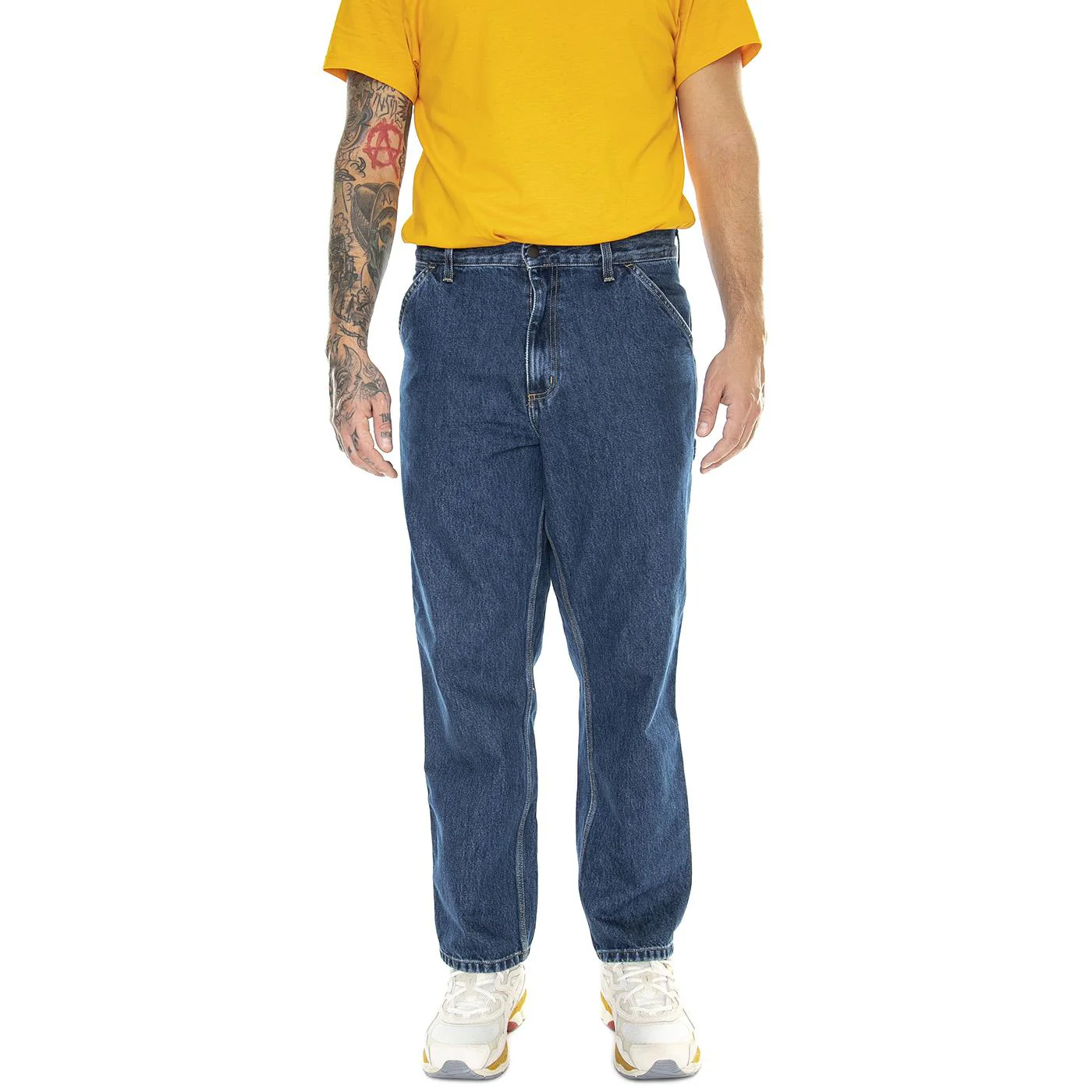 Single Knee Pant Blue /stone washed - Pantaloni Uomo Blu Uomo CARHARTT WIP - Image 2