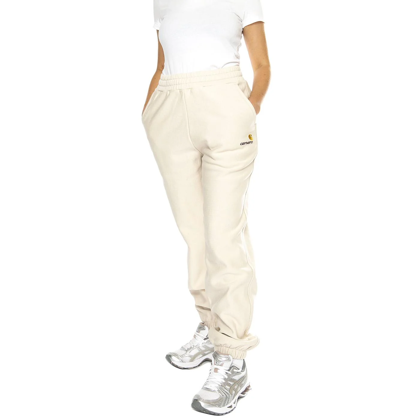 W' American Script Sweat Pant Moonbeam - Pantaloni Donna Beige Donna CARHARTT WIP