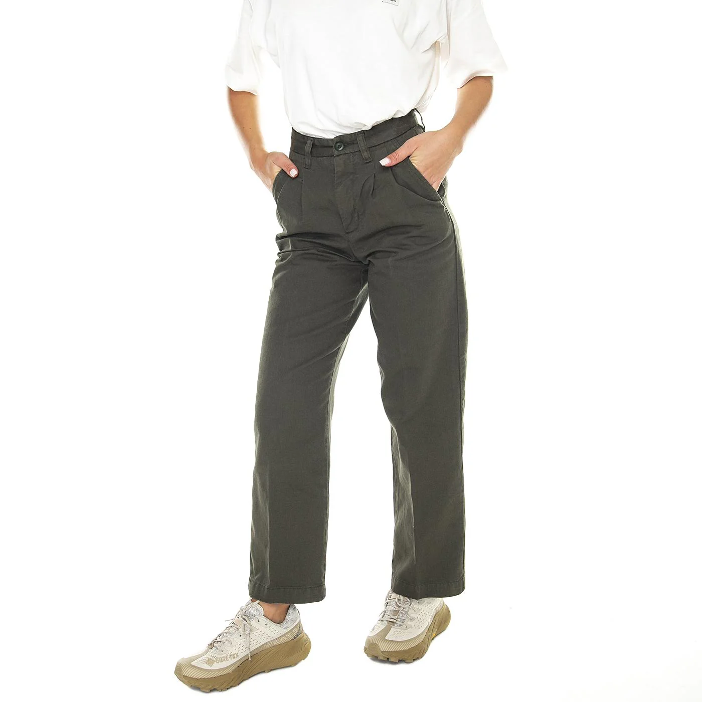 W' Cara Pant Plant /garment dyed - Pantaloni Donna Verdi Donna CARHARTT WIP