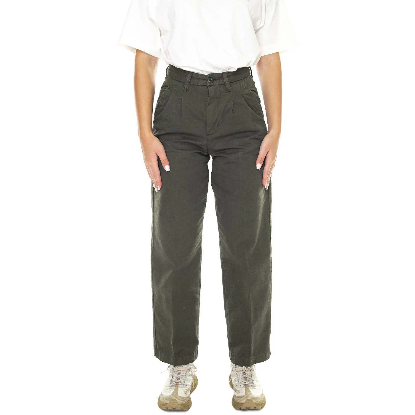 W' Cara Pant Plant /garment dyed - Pantaloni Donna Verdi Donna CARHARTT WIP - Image 2