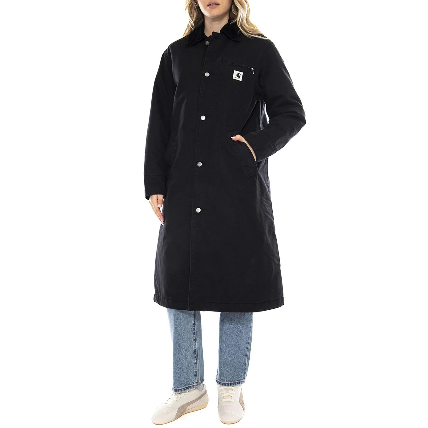 W Carhartt Webster Coat - Black / Black Stone Washed - Cappotto Donna Donna CARHARTT WIP