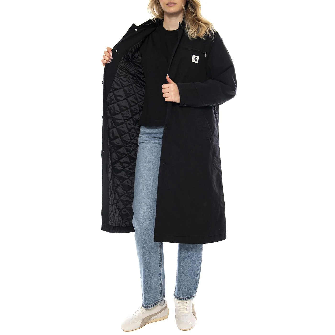 W Carhartt Webster Coat - Black / Black Stone Washed - Cappotto Donna Donna CARHARTT WIP - Image 4