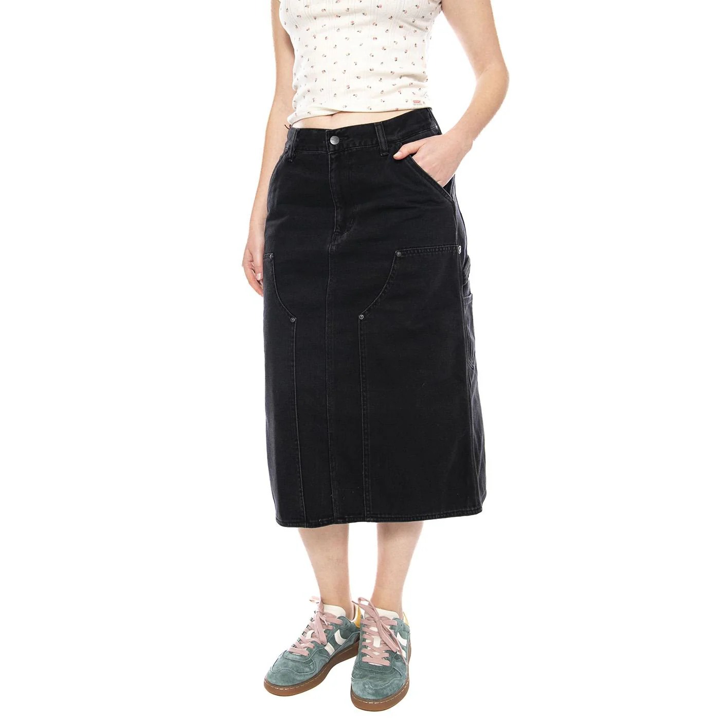 W' Double Knee Skirt Denim - Gonna Longuette Donna Blu  Donna CARHARTT WIP
