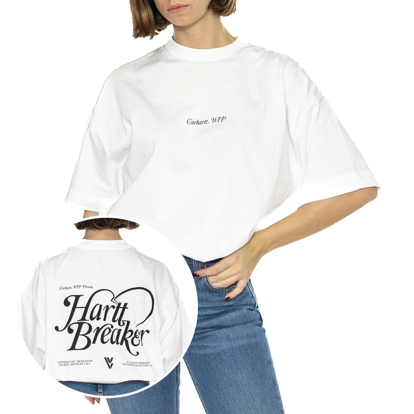 W' S/S Harttbreaker T-Shirt White - Maglietta Girocollo Donna Bianca Donna CARHARTT WIP