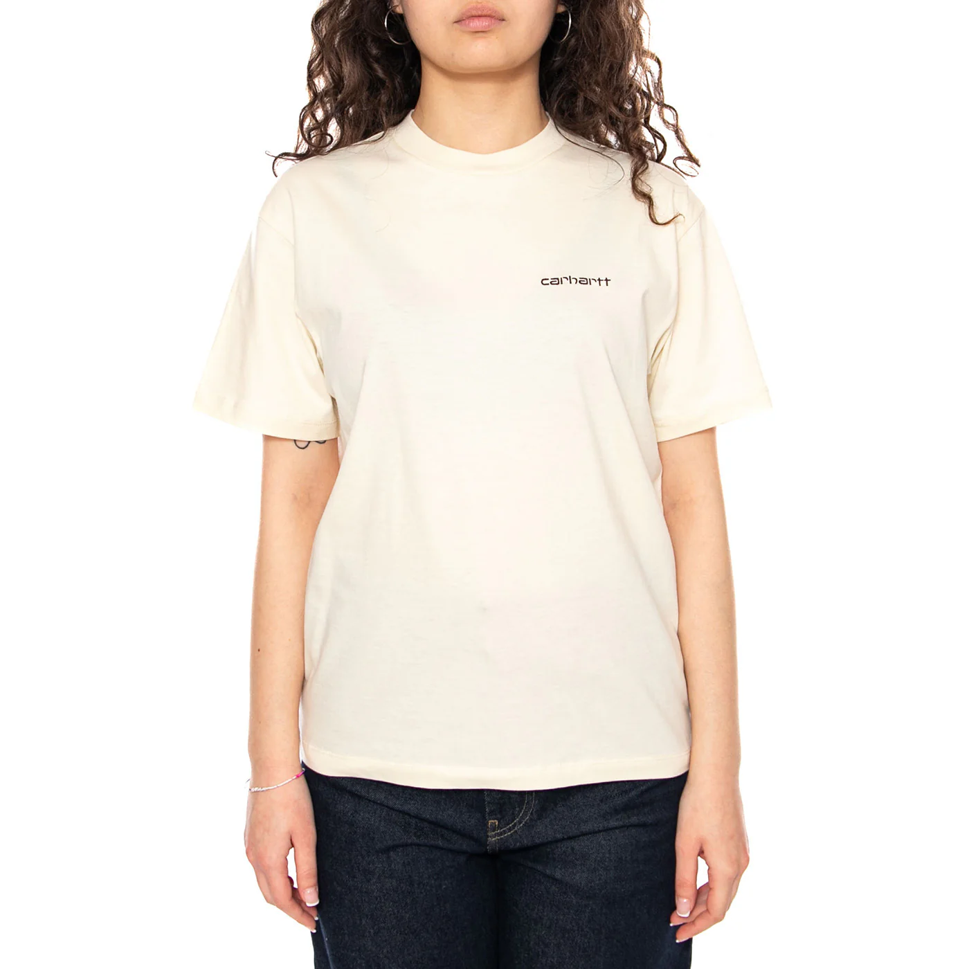 W' S/S Script Embroidery T-Shirt - Cinursus / Cozy Purple - Maglietta Girocollo Donna Beige Donna CARHARTT WIP - Image 2