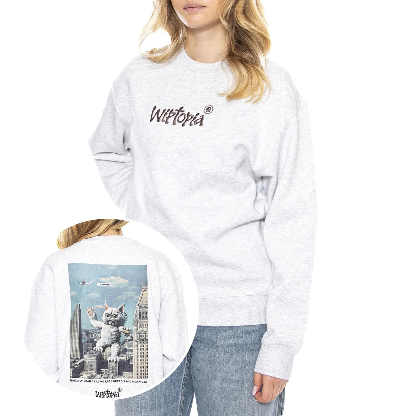 W Wiptopia Script Sweatshirt - Grigia - Felpa Donna Donna CARHARTT WIP