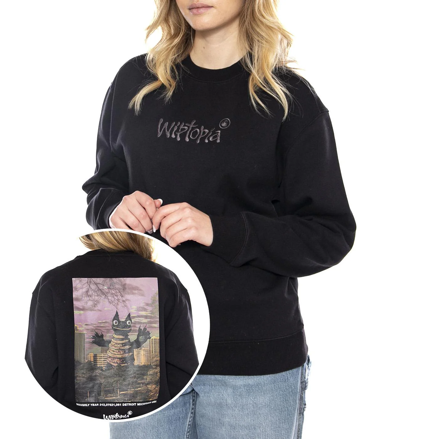 W Wiptopia Script Sweatshirt - Nera - Felpa Donna Donna CARHARTT WIP