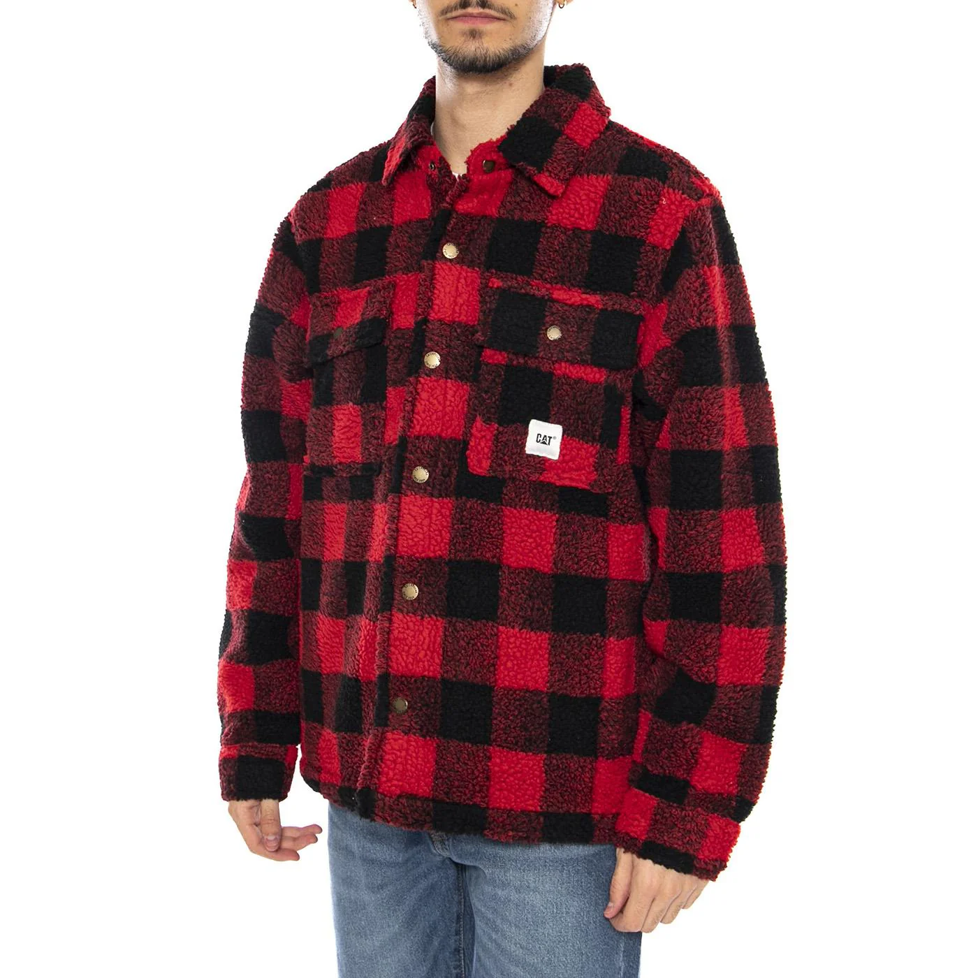 Buffalo Overshirt -- Camicia Overshirt Uomo Rosso / Nero Uomo CAT