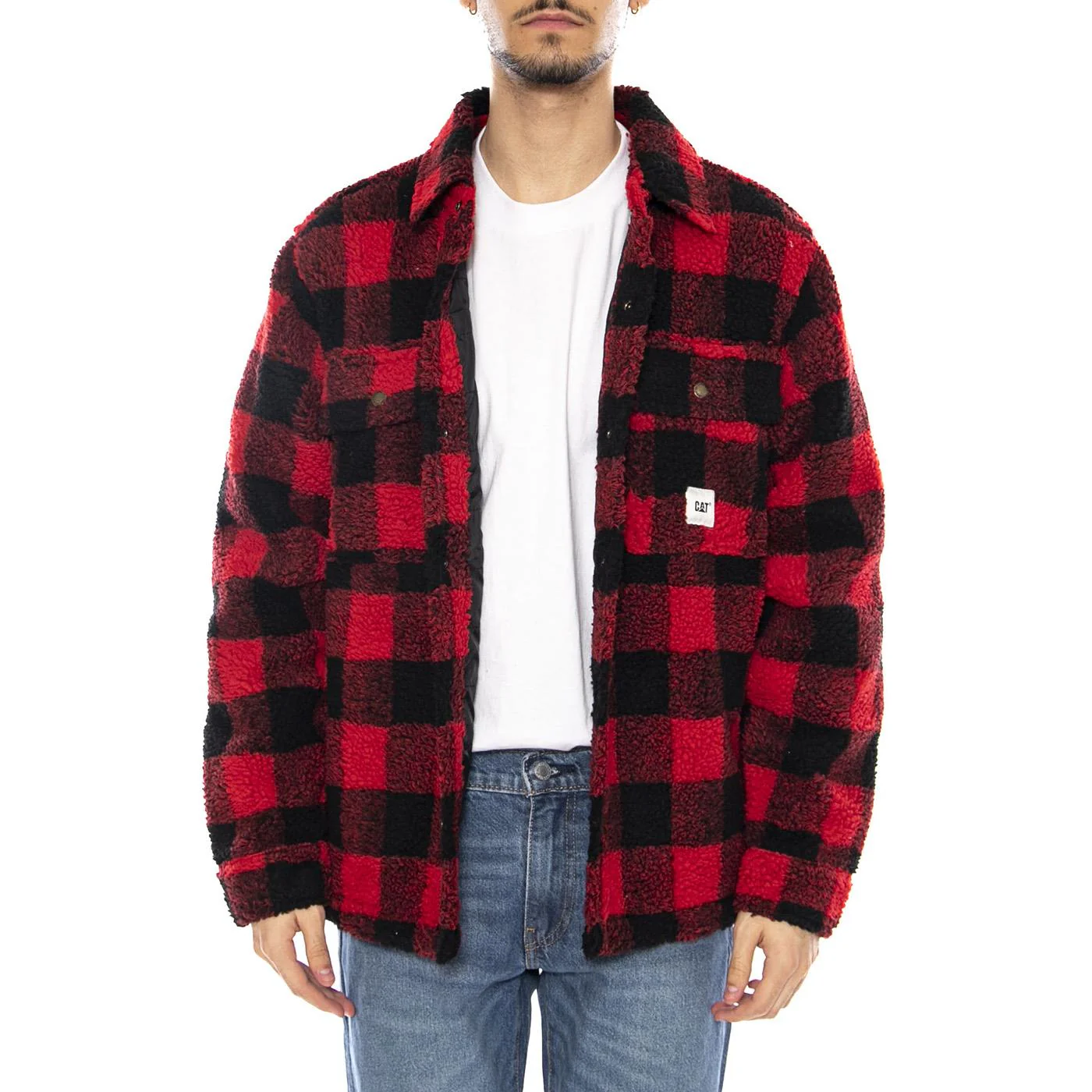 Buffalo Overshirt -- Camicia Overshirt Uomo Rosso / Nero Uomo CAT - Image 2